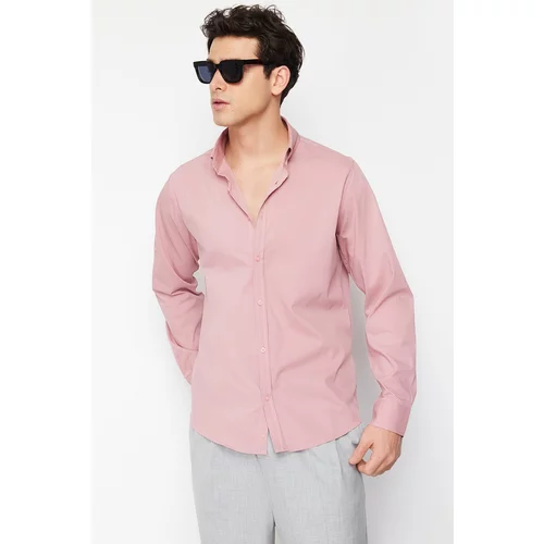 Trendyol Pale Pink Men's Slim Fit Sleeve Epaulette Shirt