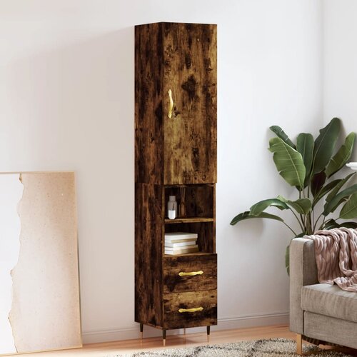 The Living Store Visoka omara dimljeni hrast 34,5x34x180 cm inženirski les - Visoka Omarica, (21429206) Slike