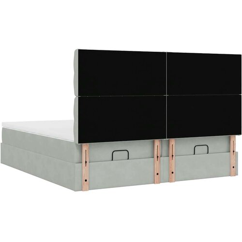 VidaXL Okvir kreveta s madracima svijetlosivi 160x200cm bar&amp;scaron;unasti Slike