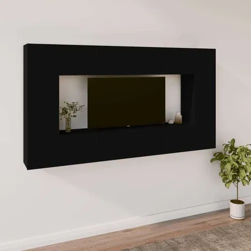  Komplet TV omaric 8-delni črn konstruiran les, (20731058)