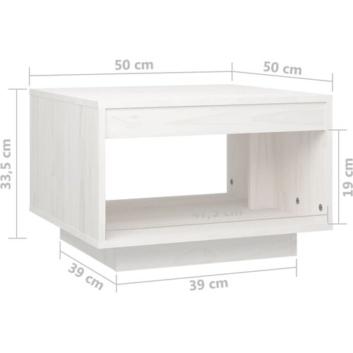  Stolić za kavu bijeli 50 x 50 x 33,5 cm od masivne borovine Slike