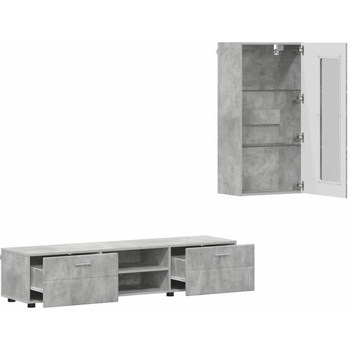  Set TV komoda FLORIN 3 pcs Betonski sivi Konstruirano drvo Slike