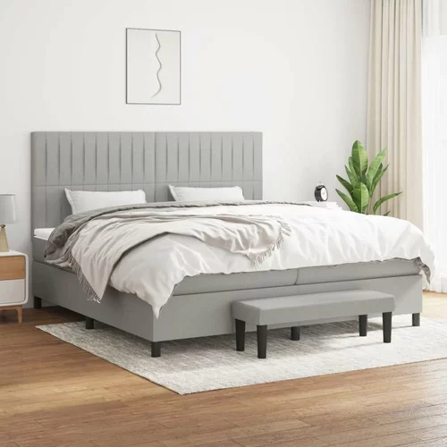  Box spring postelja z vzmetnico svetlo siva 200x200 cm blago, (20899480)