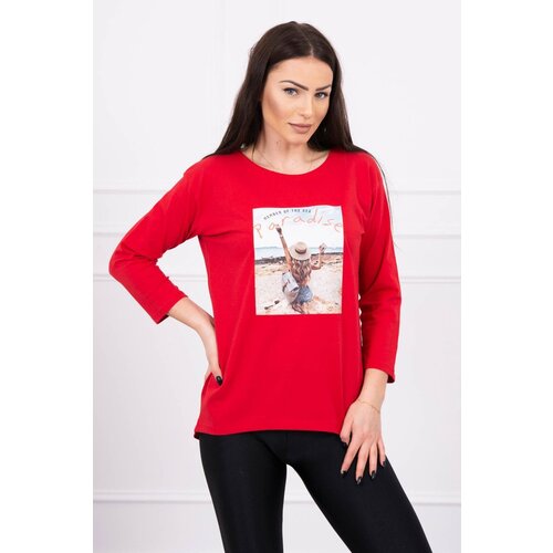 Kesi Blouse with Paradise red print Slike