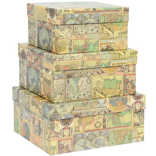 Kartos Poklon kutije u setu 3 kom 14x18 cm Maps &amp;ndash; Slike