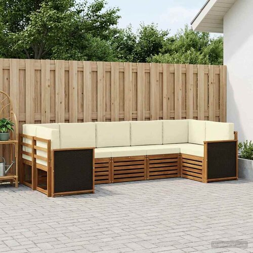 Set vanjskih sofa 6 kom. Prirodna i krem Smeđa Slike