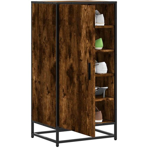 VidaXL Stojalo za čevlje dimljen hrast 48x38x97,5 cm inženirski les Slike