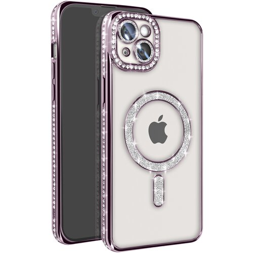 AVIZAR Diamantno ohi&scaron;je za iPhone 14 Plus MagSafe Obris Strass, Vijolična, (5000015137) Cene