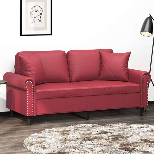  Kavč dvosed z okrasnimi blazinami vinsko rdeč 140 cm Cene