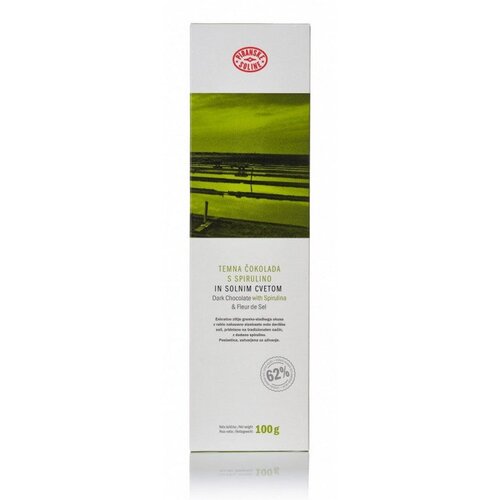 SOLINE Pridelava soli d.o.o. Temna čokolada s solnim cvetom in spirulino 100 g Slike
