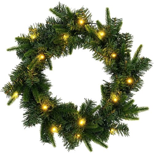  Božićni vijenac Zelena &amp;Oslash; 50 cm PVC i PE 25 LED lampica - Zelena 50 cm s LED svjetlima Slike