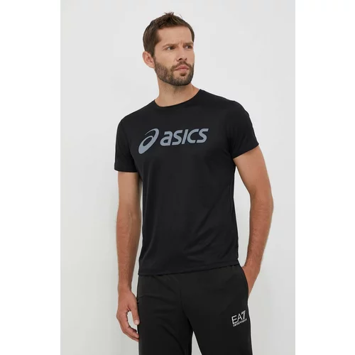 Asics Kratka majica za tek črna barva