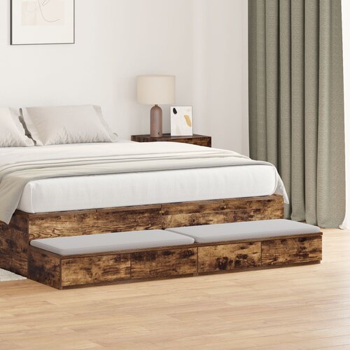 vidaXL ladice za krevet - dimnjeni hrast 150x36,5x16,5 cm - konstruirano drvo Cijene