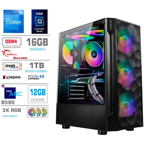 MEGA Računalnik TWR S7 i5-12600K/Intel Arc B580/16GB/1TB-4.0/750W/Brez OS RGB, (22097679) Cene