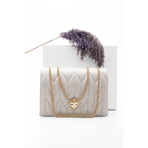 Marjin Women's Gold-Colored Chain Shoulder Bag Delbin Beige