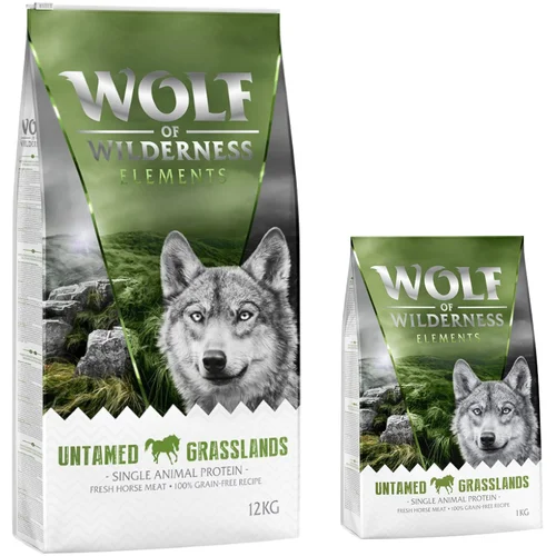 Wolf of Wilderness 12 + 2 kg besplatno! 14 kg suha hrana - "Untamed Grasslands" - konjetina