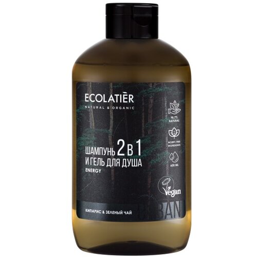 ECOLATIER Urban - 2u1 &amp;Scaron;ampon i gel za tu&amp;scaron;iranje za mu&amp;scaron;karce ČEMPRES &amp;amp; ZELENI ČAJ 600ml Slike