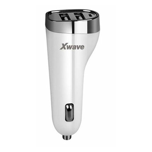 X Wave C23 Dual USB port 5V/3.1A, White sa Silverm prstenom auto punjač Slike