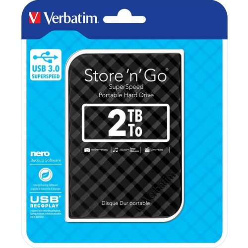 Verbatim Externi hard disk #53195 Store&amp;#039;n&amp;#039;Go 2.5&amp;quot; 2TB USB 3.0 Gen2, crni Slike