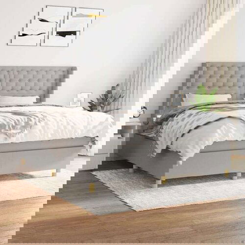  Box spring postelja z vzmetnico svetlo siva 180x200 cm blago, (20790891) Cene
