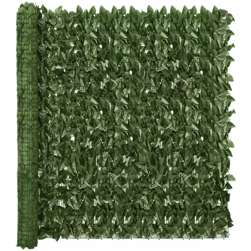 vidaXL Balkonsko platno s temno zelenim listjem 400x150 cm
