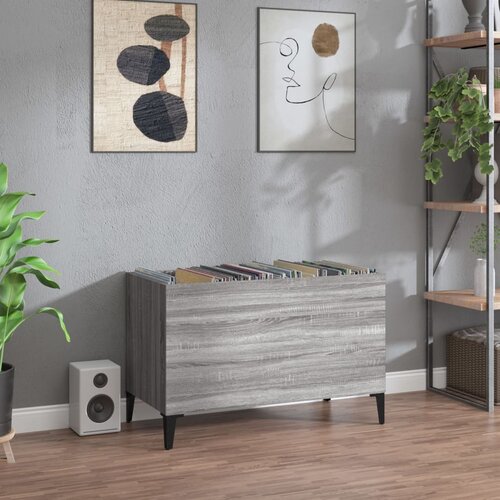 VidaXL Omarica za gramofonske plo&amp;scaron;če siva sonoma 74,5x38x48cm inž. les Slike