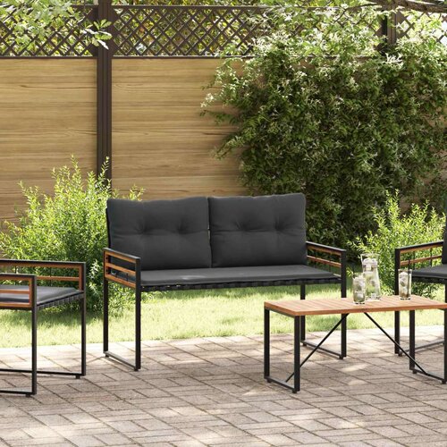  Drvena klupska klupa s jastukom Siva 114 x 55 x 77 cm Cijene