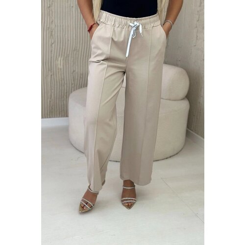 Kesi Punto Milano winter pants with wide legs beige Cene