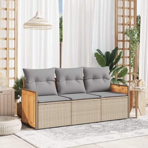 VidaXL 3-dijelni set vrtnih sofa od poliratana s jastucima bež Slike