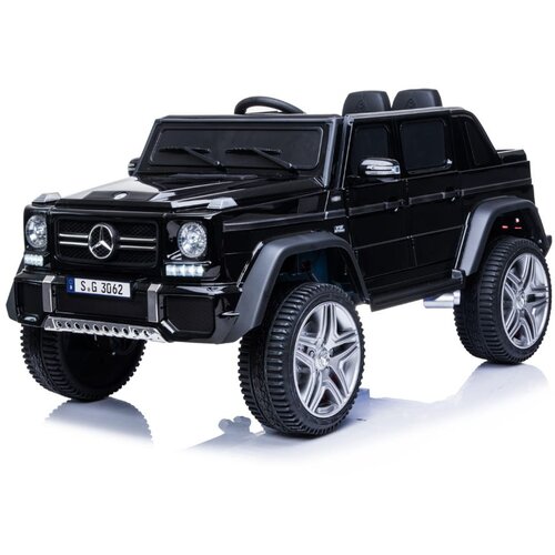 Auto za decu Mercedes Benz MAYBAH G650 na akumulator sa mekim gumama i kožnim sedištem - metalik crni Slike
