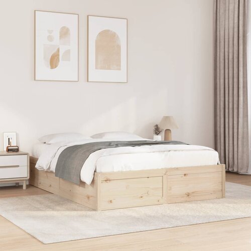  The Living Store Posteljni okvir brez vzmetnice 150x200 cm trdna borovina - Posteljni Okvir, (21495733) Slike