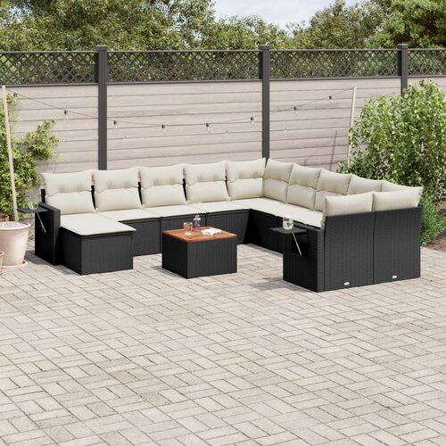 vidaXL 14-dijelni set vrtnih sofa s jastucima poliratan crni Cijene