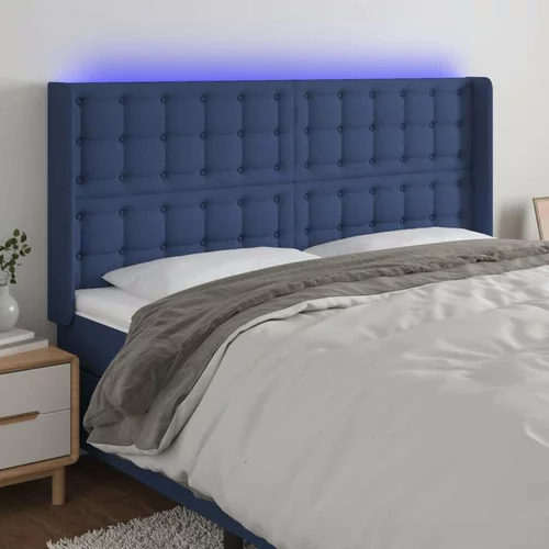  LED posteljno vzglavje modro 203x16x118/128 cm blago, (20953154)