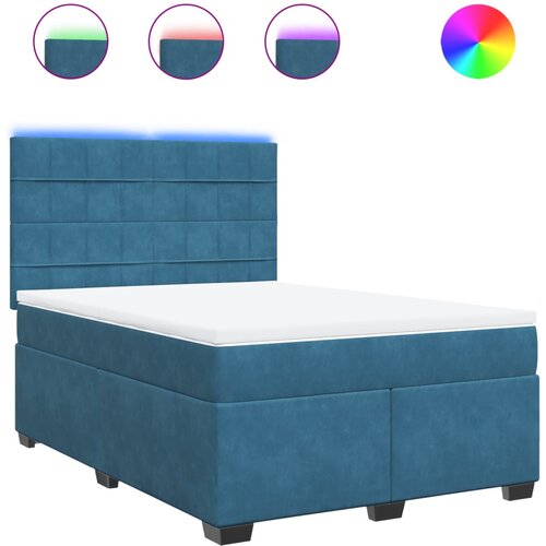 VidaXL Box spring postelja z vzmetnico modra 140x190 cm žamet, (21306266) Slike