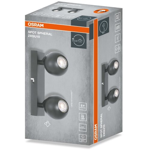 Osram Spot svetiljka SPHERAL 2xGU10/6W/230V, crna Slike