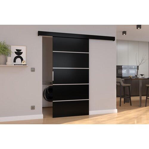 ADRK Klizna zidna vrata BIELLA od laminirane ploe 106 cm - CRNA Slike