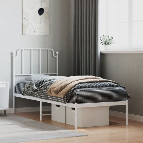  The Living Store Kovinski posteljni okvir z vzglavjem bel 80x200 cm - Posteljni Okvir, (21448807) Slike