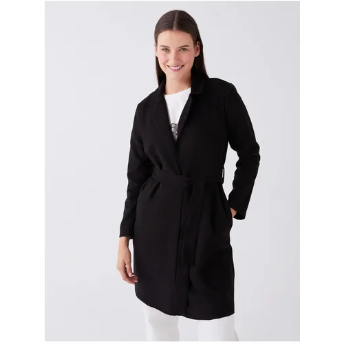 LC Waikiki Women's Suede Trench Coat with Jacket Collar Straight Long Sleeve