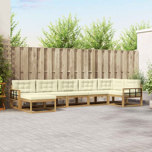  Set vanjskih sofa 7 kom. Bijela i krem Smeđa 406 x 168,5 x 73 cm Cene