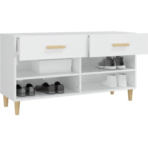  za cipele sjajni bijeli 102x35x55 cm konstruirano drvo Slike