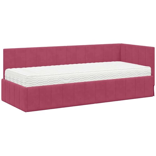  Kutni krevetni okvir s madracem 2 kom. Vinska crvena 80 x 200 cm Slike