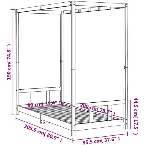  Okvir za dječji krevet 90 x 200 cm od masivne borovine Slike