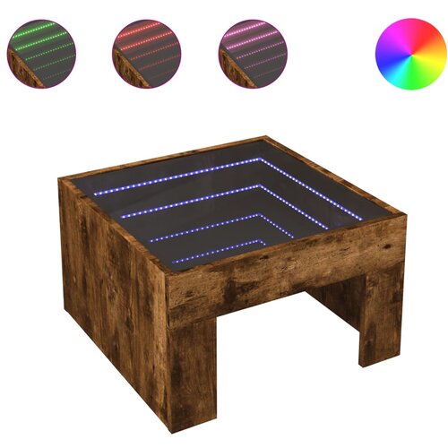 Maison Chic Klubska mizica - kavna mizica - Nizka mizica z neskončnimi LED dimljen hrast 50x50x30 cm, (21752365) Cene