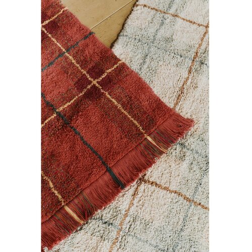 Lorena Canals Kremno belo-žajbljevo zelena pralna ročno tkana bombažna preproga 90x120 cm Tartan Blue Sage &amp;ndash; Slike