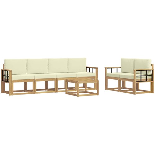  Set vanjskih sofa 7 kom. Bijela i krem 59 x 59 x 37 cm Slike