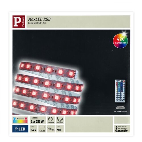 PAULMANN 70587 - LED RGB/20W prigu&amp;scaron;iva traka MAXLED 1,5m 230V + daljinski upravljač Slike