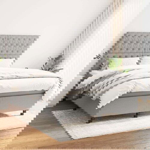  Krevet box spring s madracem svjetlosivi 140x200 cm od tkanine Cijene