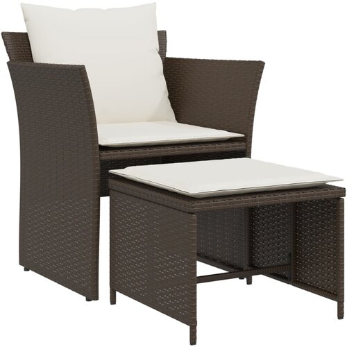 Maison Chic Vrtni Stoli - Stol za vrt s stolčkom za noge rjav poli ratan JS705, (21877712) Slike