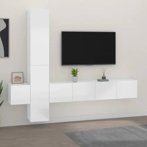  5-dijelni set TV ormarića sjajni bijeli konstruirano drvo