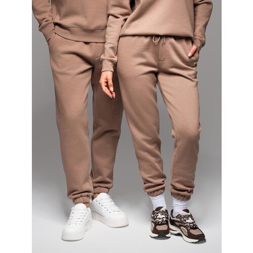 Ombre Classic unisex sweatpants with ribbed cuffs - brown Cene